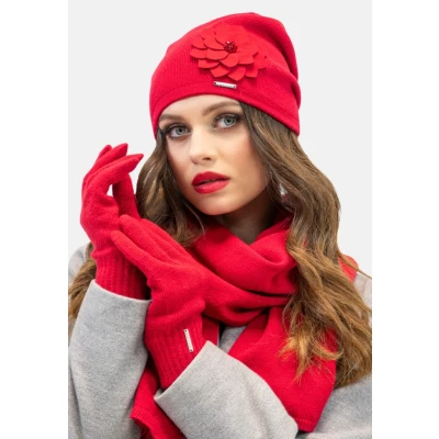 Abbildung von VIVISENCE Damen Winter Handschuhe Mit Gemütlich Stilvolle Breitem Strickbündchen Hergestellt Aus Warmem Garn Wollzusatz Perfekt Für Kalte Wintertage Herbst Modell 7202, Rot,Einheitsgröße