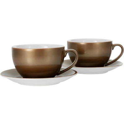 Abbildung von CreaTable, 25850, Serie GOLDEN DAYS schwarz, 4 teiliges Geschirrset, Cappuccino Set aus Steinzeug, spülmaschinen und mikrowellengeeignet, Qualitätsproduktion
