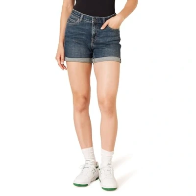 Abbildung von Amazon Essentials Damen 10 cm Jeansshorts In Schmaler Passform Mit Mittelhohem Bund, Dunkles Jeansblau, 42