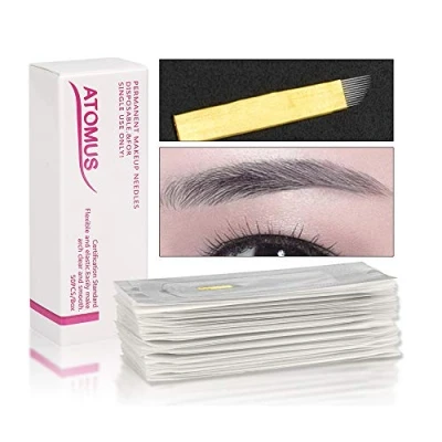 Abbildung von 50 Stück Microblading Permanent Nadeln 3D Make up Augenbraue Tattoo Needle Pen PCD 12 Pins Augenbrauen Kit …