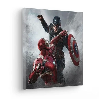 Abbildung von Komar Leinwandbild »Captain America vs. Iron Man Größe 30 x cm«, Disney, (1 St., cm (Breite Höhe), Keilrahmenbild mit Echtholzrahmen, Kinderzimmer