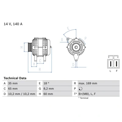 Abbildung von BOSCH 0 986 084 150 Lichtmaschine 14V 140A OPEL: Zafira B, Corsa D Hatchback, Astra H Caravan