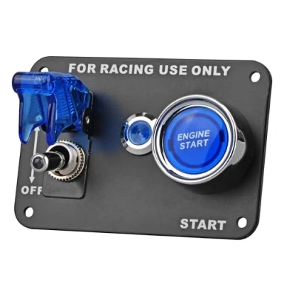 Abbildung von DC12V 20A / 50A Universal auto schalttafel für rennwagen Zündschalter + kippschalter startknopf mit kontrollleuchte (Blau)