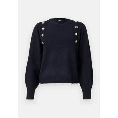 Abbildung von ONLY Onljeanett LIFE Button O NECK Strickpullover, Damen, Größe: Small, Night sky