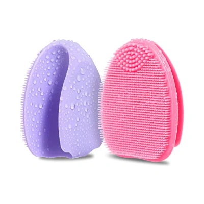Abbildung von HieerBus Silikon Gesichtsreiniger, Manuelle Peeling Bürste, Handheld Gesichtsreinigungsbürste für Frauen Männer Entfernen Poren Reinigung Massage (pink+lila)