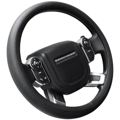 Abbildung von SEG Direct Auto Lenkradbezug für F 150 Tundra Range Rover 39.5 41 cm, Schwarzes Mikrofaserleder