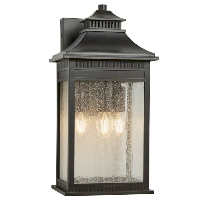 Abbildung von Quoizel QZ LIVINGSTON2 L Wandleuchte Livingston 3xE14 Bronze H:42cm L:19,3cm B:20,8cm IP44