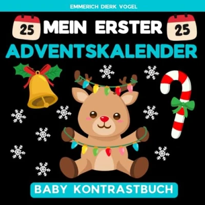 Abbildung von Mein Erster Adventskalender: Weihnachten Kontrastbuch mit Schwarz Weiß Bilder zur Entwicklung des Sehvermögens von Babys 0 1 Jahr Nikolaus Geschenk Für Kinder