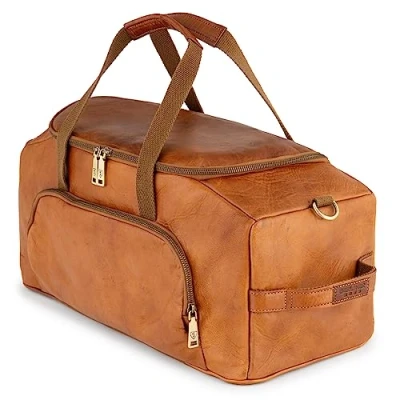 Abbildung von Berliner Bags Vintage Weekender Denver M, Sporttasche aus Leder, Reisetasche für Damen und Herren Braun