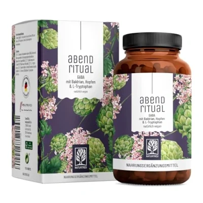 Abbildung von NATURTREU® GABA Kapseln hochdosiert mit Baldrian, Tryptophan, Hopfen Komplex 90 Vegan &amp; ohne Zusatzstoffe