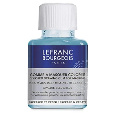 Abbildung von Lefranc &amp; Bourgeois 301156 Maskiergummi, flüssig abziehbares Rubbelkrepp in Blau,wiederentfernbar für Aquarellfarben, Gouache, Tinte Drawing Gum 75ml Flasche