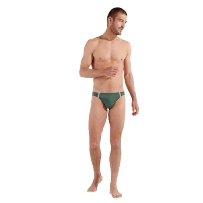 Abbildung von HOM Herren Micro Nautical Cup Badehose Swim Briefs, Khaki, gestreiftes Band, 50