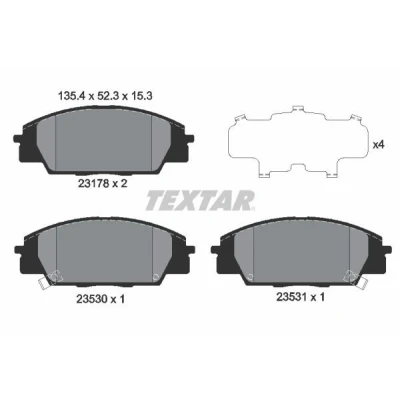 Abbildung von TEXTAR 2317801 Bremsbelagsatz mit akustischer Verschleißwarnung Zubehör HONDA: CIVIC 8 Hatchback, S2000, 7 Hatchback