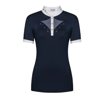 Abbildung von Fair Play Turniershirt Cathrine Rosegold Kurze Ärmel Navy/Weiß 36