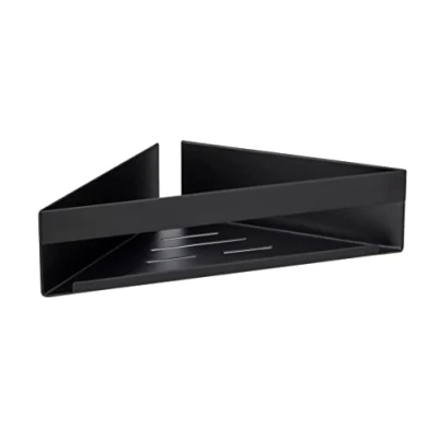 Abbildung von WENKO Turbo Loc Eckablage Genova Black, Eck Badablage, Befestigen ohne Bohren, 36 x 8 17 cm, Schwarz