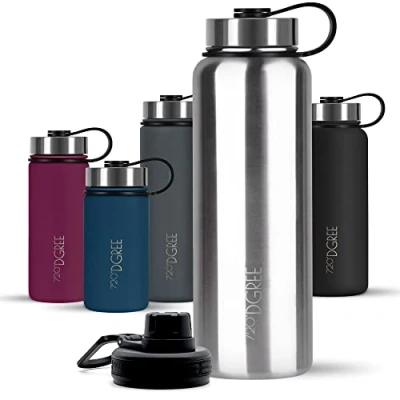 Abbildung von 720DGREE Edelstahl Trinkflasche Kinder 530ml “noLimit Auslaufsicher, für Kohlensäure, BPA Frei Thermosflasche, Isolierflasche mit Schraubverschluss Schule, Sport, Fahrrad +Gratis Sportdeckel