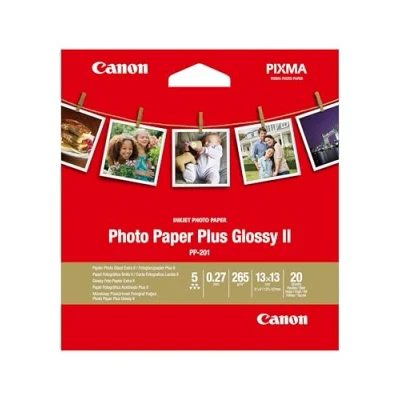 Abbildung von Canon 2311B060 Fotopapier PP 201 glänzend für Tintenstrahldrucker Pixma Drucker, Weiß, 265 g/qm, 13x13 cm, 20 Blatt
