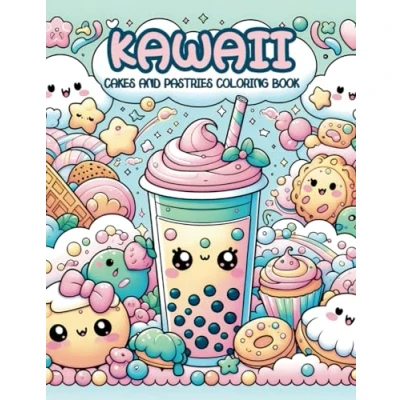 Abbildung von Kawaii: Relaxing Cakes and Pastries Coloring Book For Kids Adults