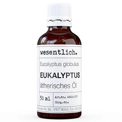 Abbildung von wesentlich. Eukalyptusöl ätherisches Öl 100% naturrein (Glasflasche) u.a. für Duftlampe und Diffuser (50ml)