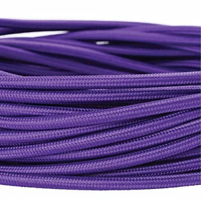 Abbildung von Textilkabel für Lampen, 5 m Violett, 3 adrig, (3x 0,75 mm²) Kunststoff Stromkabel mit Erdleiter, Textil ummantelt