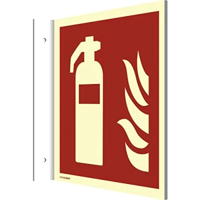 Abbildung von Fahnenschild Feuerlöscher HIGHLIGHT gemäß ASR/DIN, PVC 148 x mm, Leuchtdichte: 160 mcd/m² (Brandschutzschild) wetterfest