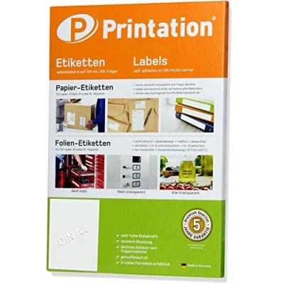 Abbildung von Printation Universal Etiketten 210 x 297 mm selbstklebend weiß 10 Labels auf A4 Blättern 1x1 1 Etikett pro Blatt 210x297 selbstklebendes Papier / Sticker 3478