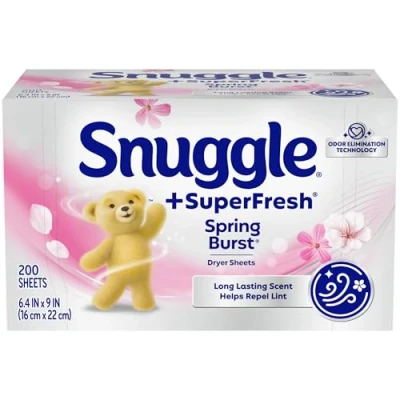 Abbildung von Plus SuperFresh Fabric Softener Dryer Sheets with Static Control and Odor Eliminating Technology, Burst, White, 200 Count, Spring…