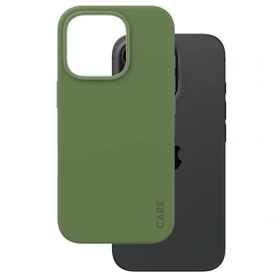 Abbildung von Apple iPhone 16 Pro Hülle MagSafe Silikon PanzerGlass Hard Case/Backcover Handyhülle Grün Shockproof/Stoßfest