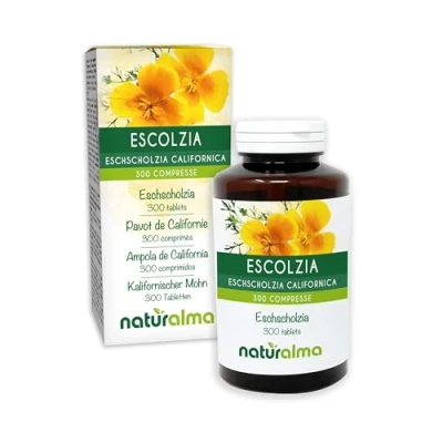 Abbildung von Kalifornischer Mohn oder Goldmohn (Eschscholzia californica) Kraut Naturalma 150 g 300 Tabletten Nahrungsergänzungsmittel Natürlich und Vegan
