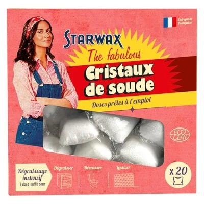 Abbildung von STARWAX THE FABULOUS Natriumcarbonat gebrauchsfertige Einzeldosen 1 Dosis = Reinigung Entfernt Fett und Schmutz, reinigt die Wände Ultraleistungsstark Natürlicher Ursprung 20 Dosen