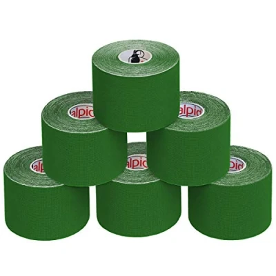 Abbildung von ALPIDEX Kinesiologie Tape 1/3/ 6/12 Rollen Viele Farben 5 m x cm Anwendungsbroschüre Elastisch Wasserfest Hautfreundlich Physio Muskel Set, Farbe:grün, Menge:6