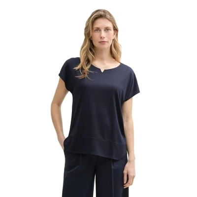 Abbildung von TOM Tailor MIX CREW NECK Tshirt print, Damen, Größe: XL, Real navy blue