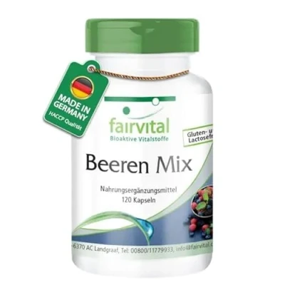 Abbildung von Fairvital Beeren Mix 120 Kapseln Antioxidantien HOCHDOSIERT VEGAN 8 mit Spirulina