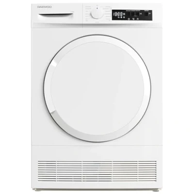 Abbildung von Daewoo T0CT1W0DE Kondenstrockner Frontlader, B, 10 kg, 15 Programme inkl. 29 min Kurzprogramm, LED Trommelbeleuchtung, Knitterschutz, Weiß