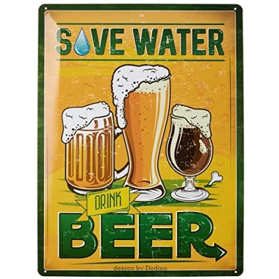 Abbildung von Dodino 30x40cm blechschilder SAVE WATER DRINK BEER, Dekoratives Wohnaccessoire, Schild bier, Bier schild, Deko Metallschild für alle Bar Theke oder Pub Besitzer