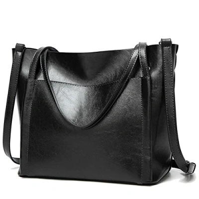 Abbildung von Coolives Damen Groß Shopper Tasche aus PU Leder mit Schulterriemen Schultertasche Umhängetasche Eimer Handtasche für Frauen Schwarz EINWEG