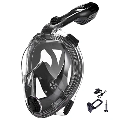 Abbildung von Tauchmaske Vollgesichtsmaske, Müheloses Atmen Taucherbrille, Faltbare Schnorchelmaske Anti Fog und Leck Technologie mit 180 Sichtfeld Kamerahalter für Erwachsene