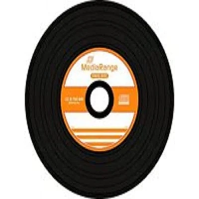 Abbildung von MediaRange Vinyl CD R 700MB80min 52 fache Schreibgeschwindigkeit, schwarze Schreibseite, 50er Cakebox