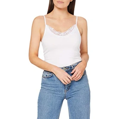 Abbildung von VERO MODA Damen VMINGE LACE Singlet NOOS Spitzentop, Bright White, XL