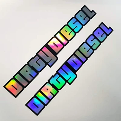 Abbildung von 2x Dirty Diesel Hologramm Oilslick Rainbow Flip Flop Schwarz Aufkleber Metallic Effekt Shocker Hand Auto JDM Tuning OEM Dub Decal Stickerbomb Bombing Sticker Illest Dapper Fun Oldschool