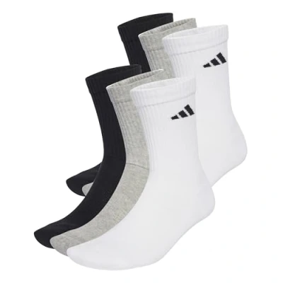 Abbildung von adidas Unisex CUSHIONED CREW SOCKS 6 PAIR PACK, White/Medium Grey Heather/Black, 7 Years