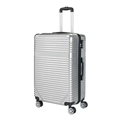 Abbildung von LAGUNA BEACH Riviera Hartschalenkoffer Größe XL in 73 x 46 31 cm (H B T) Reisekoffer mit Rollen, TSA Zahlenschloss &amp; voll versenkbarer Teleskopstange, leichtgängiger Koffer Silber