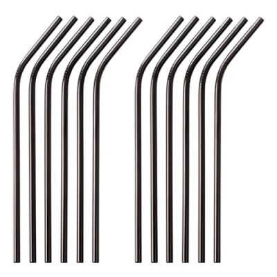 Abbildung von GRÄWE Strohhalme, gebogen, 12er Set, silberne Trinkhalme aus Edelstahl, spülmaschinengeeignet, wiederverwendbar Metall Strohhalm