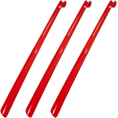 Abbildung von biped 3er Set Kunststoff Schuhlöffel 65 cm mit Haken z1557 (rot)
