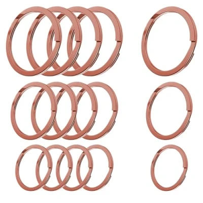 Abbildung von Cerbery Schlüsselringe Set aus gehärtetem Stahl 5 x 30 mm, 25 20 mm Ring Schlüssel Schlüsselanhänger Schlüsselhalter (Roségold)