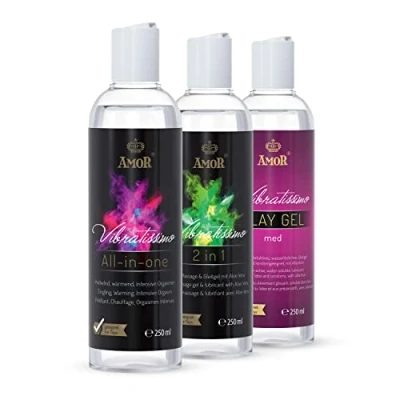 Abbildung von Vibratissimo Play Gel Set 3x250 ml I 3er Gleitmittel med, all in one, 2 1 Wasserbasierte Gleitgele Lubricant für Silikon Toys &amp; Latexkondome geeignet water based lubrication