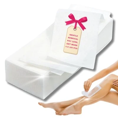 Abbildung von LALILL Vliesstreifen 400 Stück für Wachs Vlies Streifen die Haarentfernung mit Warmwachs und Zuckerpaste Gesicht Körper Haar Entfernung Epilieren Wachsstreifen Wax Waxing