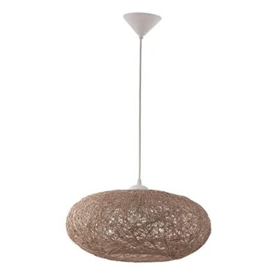 Abbildung von EGLO Pendelleuchte Campilo, 1 flammige Hängelampe, Hängeleuchte aus Textil Faden und Kunststoff, Esstischlampe in Beige, Weiß, Wohnzimmerlampe hängend mit E27 Fassung, Ø 45 cm