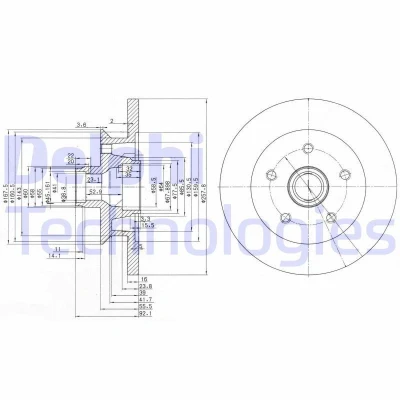 Abbildung von DELPHI BG2468 Bremsscheibe 258 16 5 voll geölt unbehandelt ohne Radlager, ABS Sensorring VOLKSWAGEN: TRANSPORTER 3 Bus, Kasten
