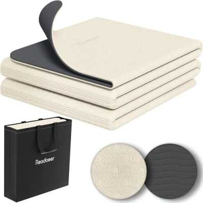 Abbildung von Faltbare Yogamatte für unterwegs, zweifarbige Yogamatte, 6 mm dick, mit Tragetasche, rutschfeste TPE Übungs Pilatesmatte 183CM L x 61CM B